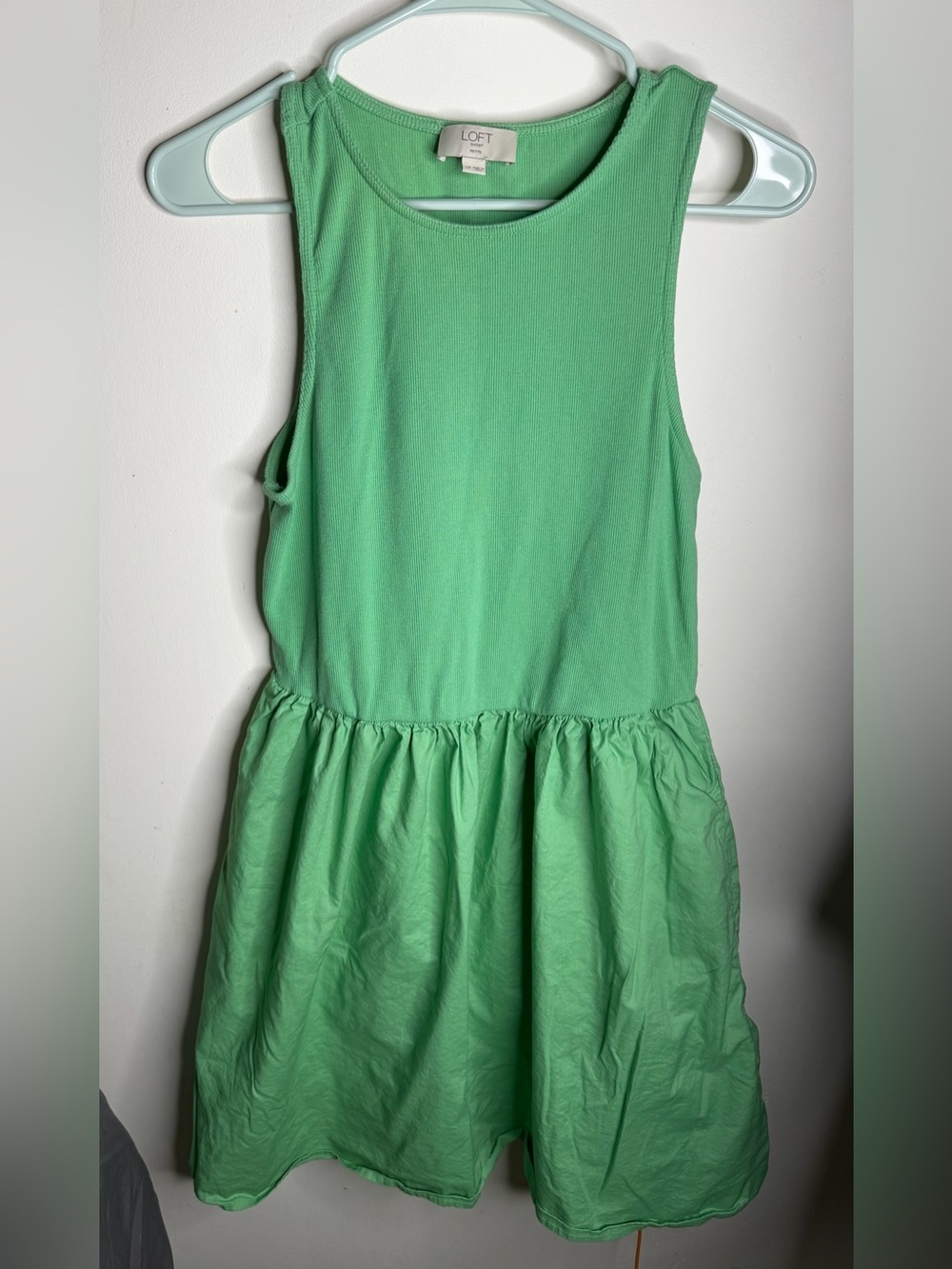 LOFT Petite Ribbed Tank Dress in Green